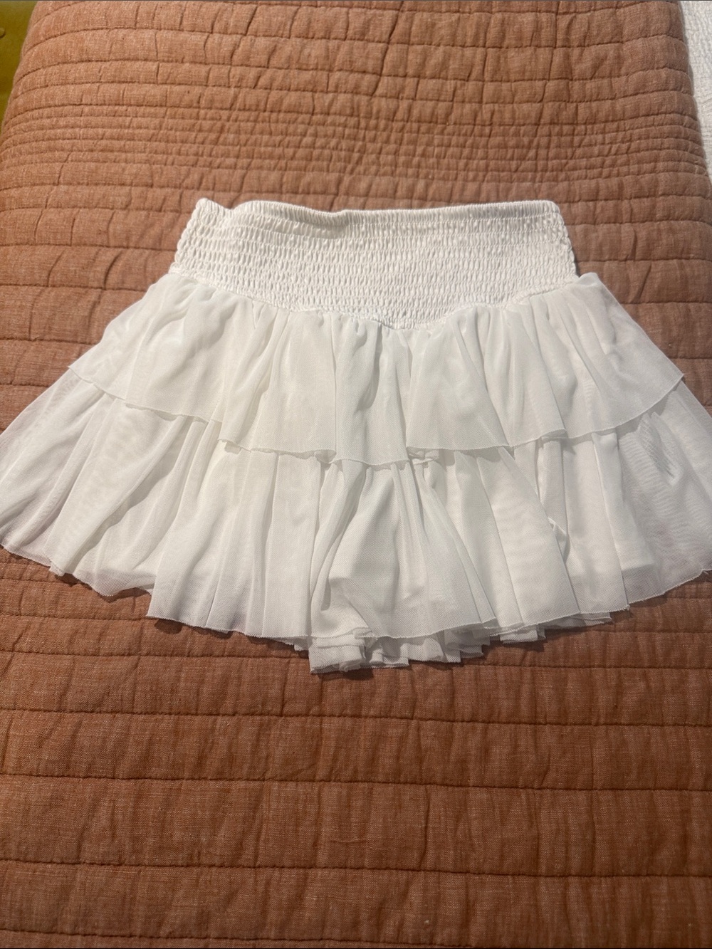 Adorable white gauze tiered skort